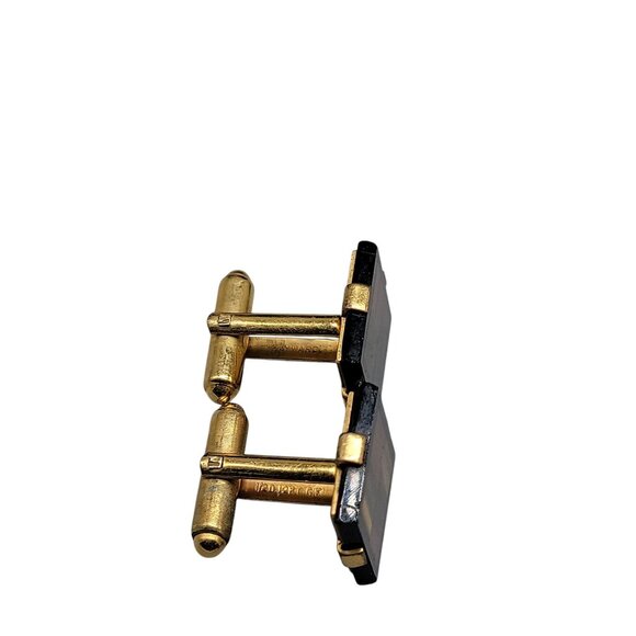 WEH 12Kgf Tigers Eye Onyx Cufflinks Vintage Checkboard Designs Mens Accessories - Picture 7 of 9